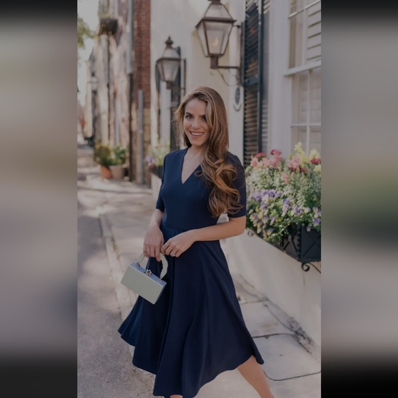 Gal Meets‎ Glam Edith City Crepe Fit & Flare Classic Black Midi Dress Size 6 - Picture 13 of 13